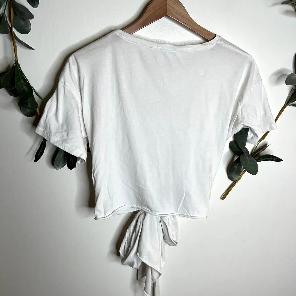 Zara White Tie Front Tee LAST CALL - Picture 5 of 5